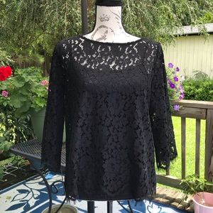 Rafaella Black Lace Top with Black Camisole Small